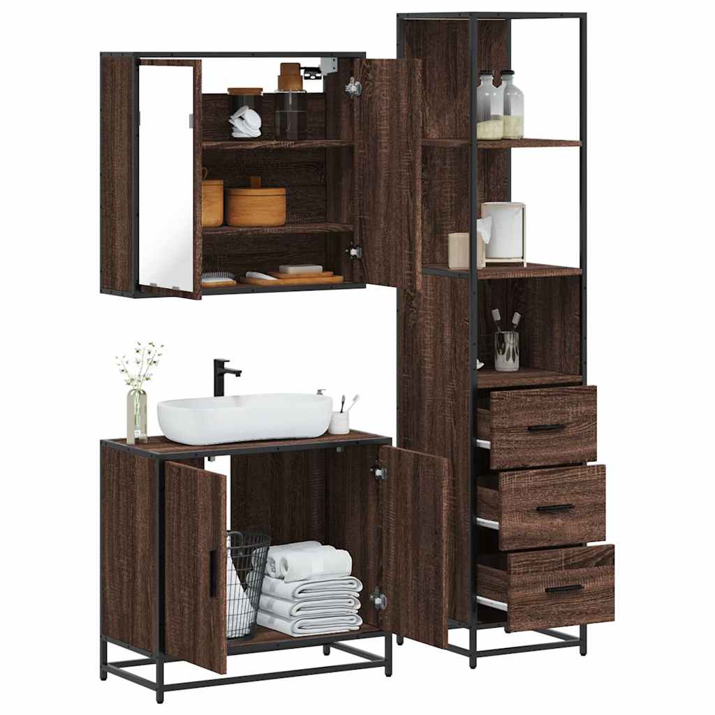 vidaXL Ensemble de meubles de salle de bain 3 pcs Chêne marron