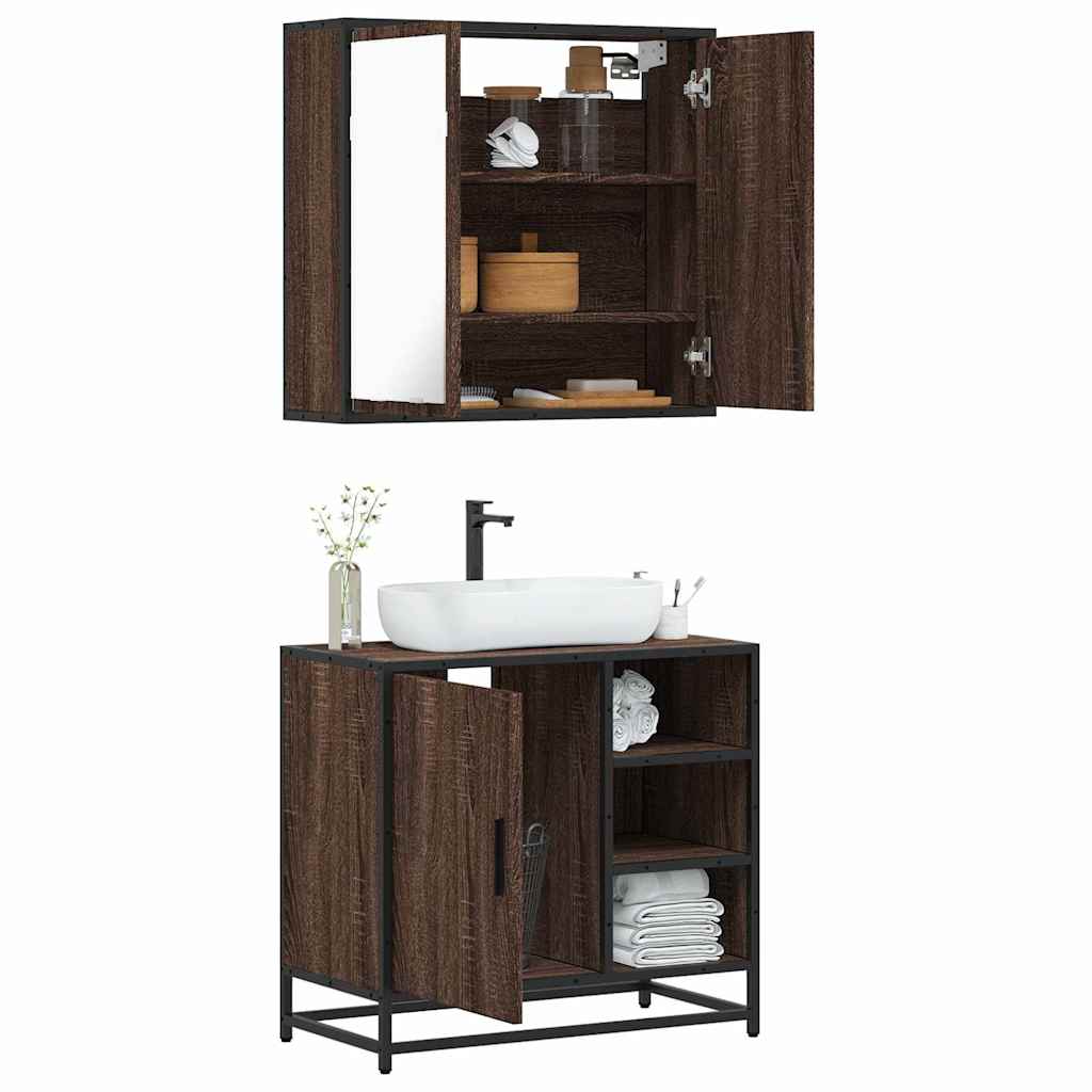vidaXL Ensemble de meubles de salle de bain 2 pcs Chêne marron