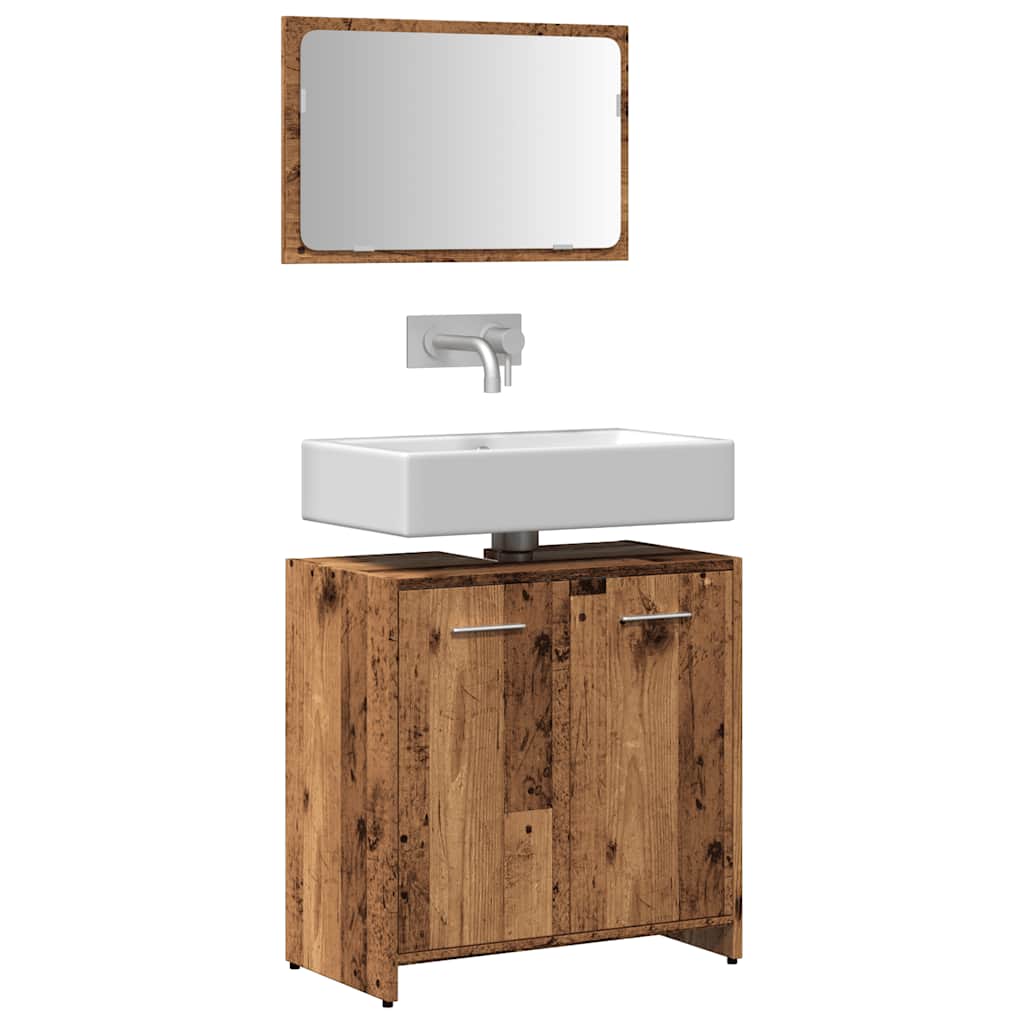 vidaXL Armoire de salle de bain et miroir vieux bois bois d'ingénierie