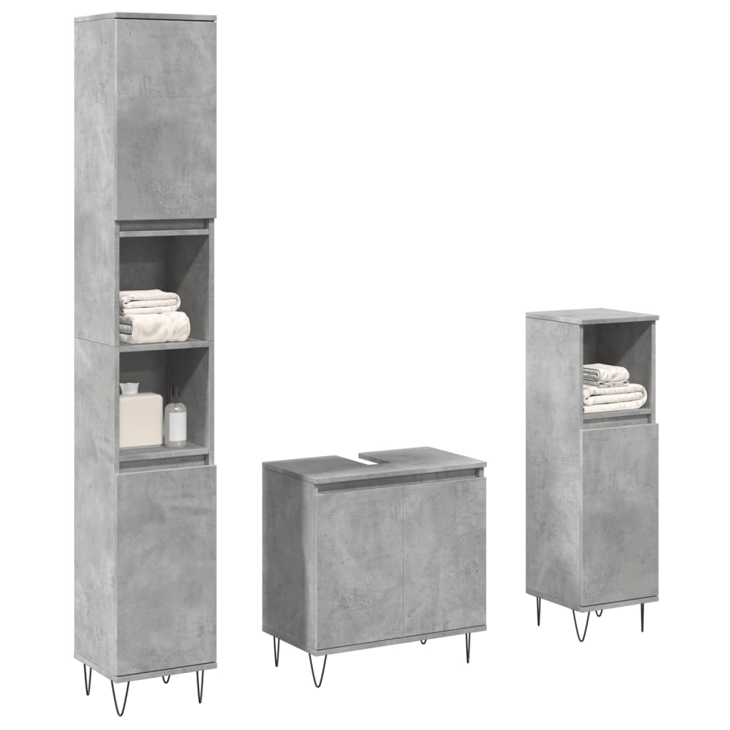vidaXL Ensemble de meubles de salle de bain 3 pcs gris béton