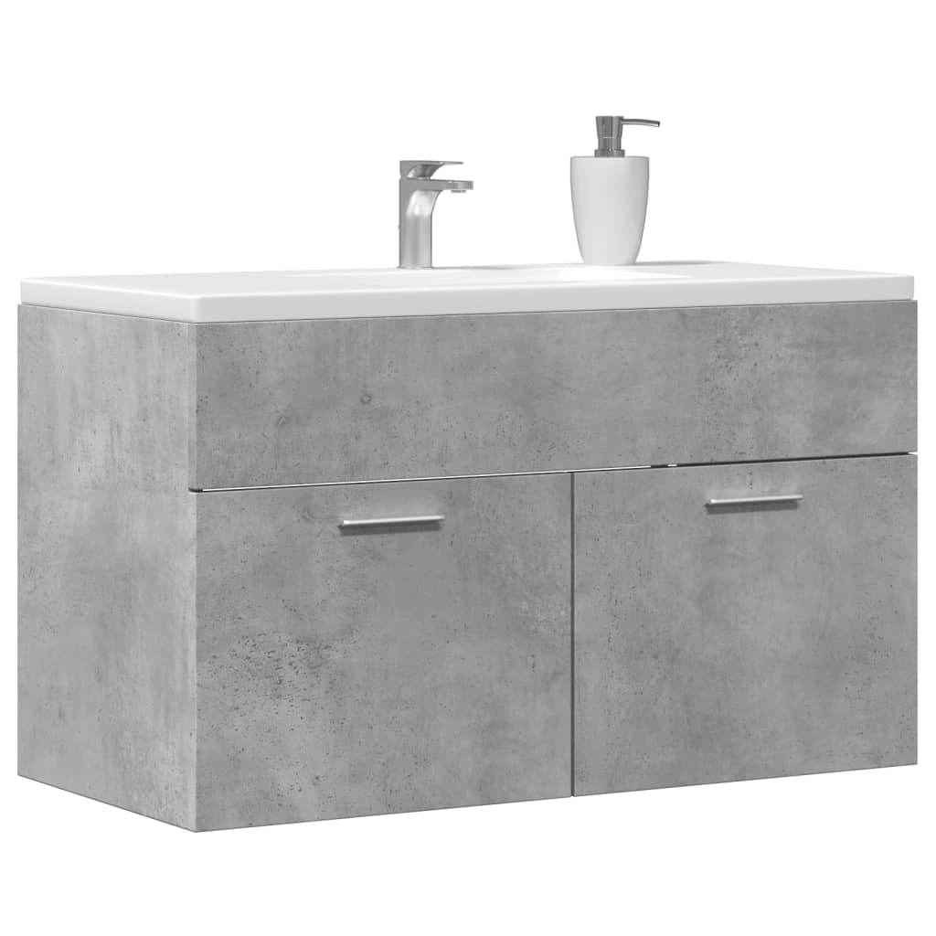 vidaXL Armoire de lavabo de salle de bain gris béton bois d'ingénierie