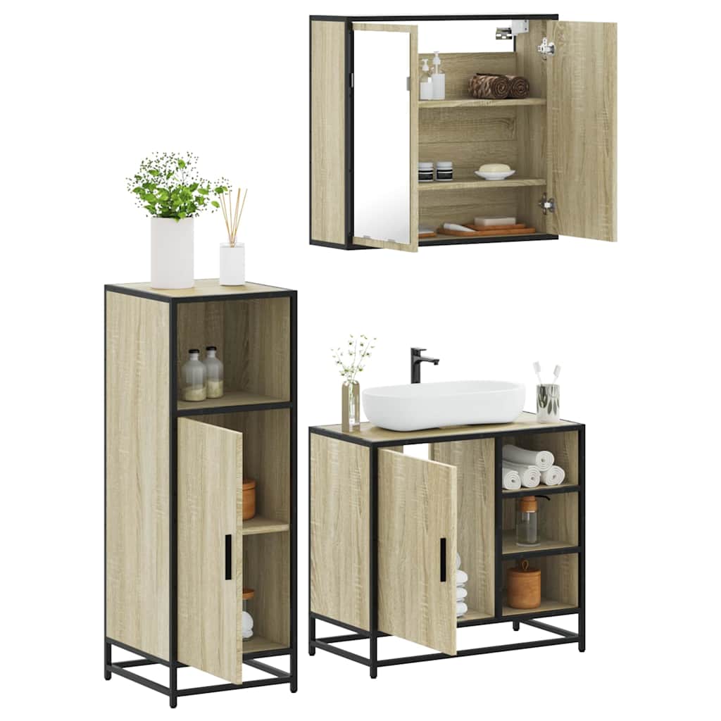 vidaXL Ensemble de meubles de salle de bain 3 pcs chêne sonoma