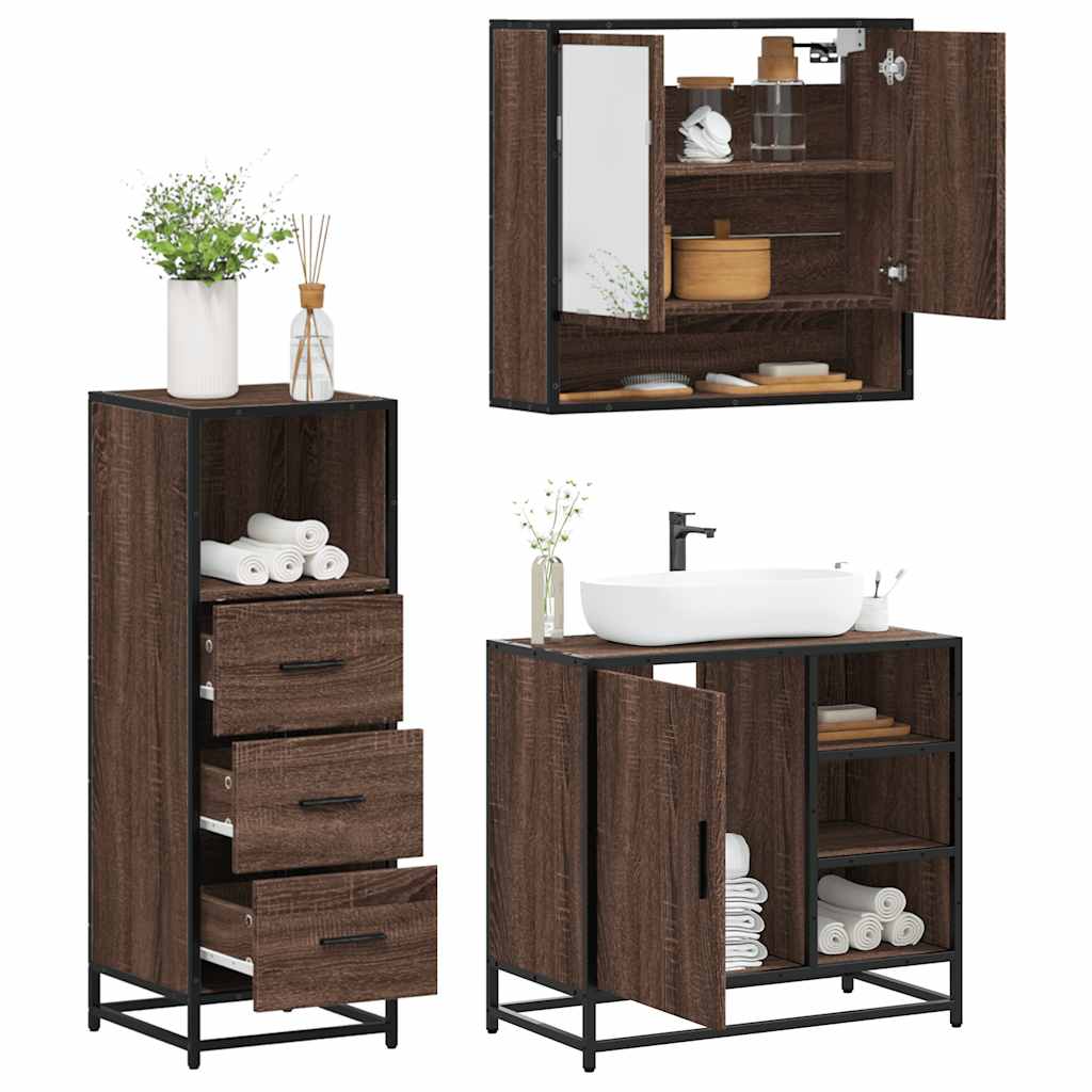 vidaXL Ensemble de meubles de salle de bain 3 pcs Chêne marron