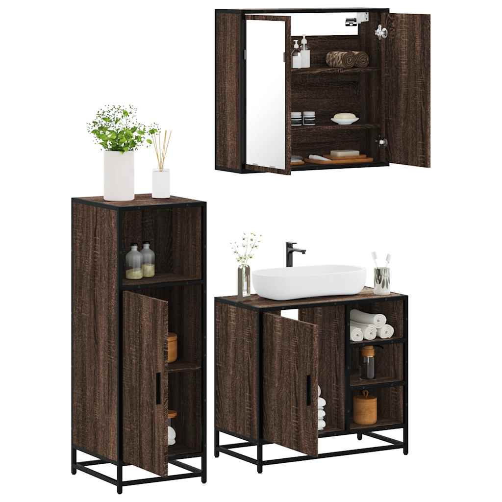 vidaXL Ensemble de meubles de salle de bain 3 pcs Chêne marron