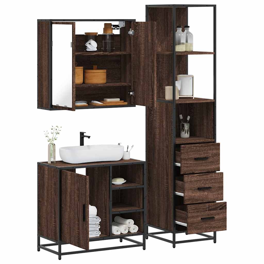 vidaXL Ensemble de meubles de salle de bain 3 pcs Chêne marron