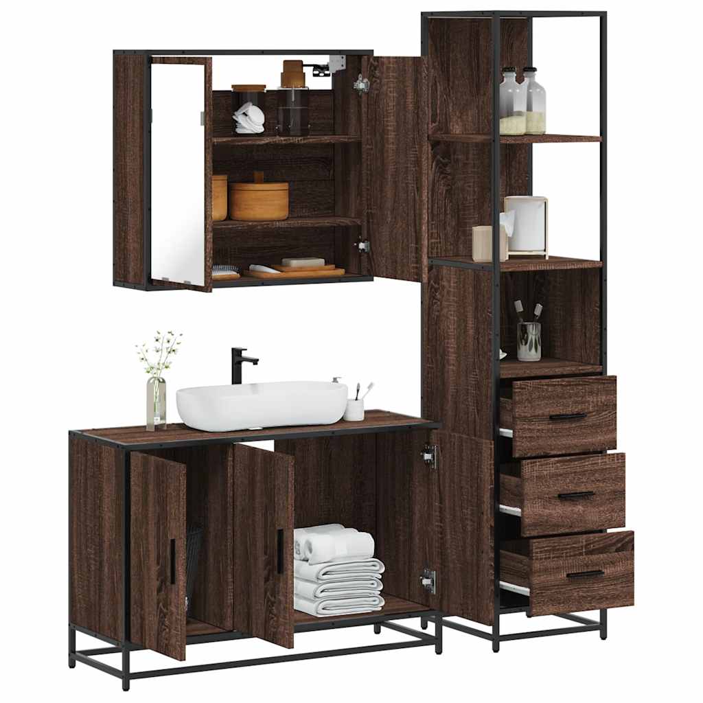 vidaXL Ensemble de meubles de salle de bain 3 pcs Chêne marron