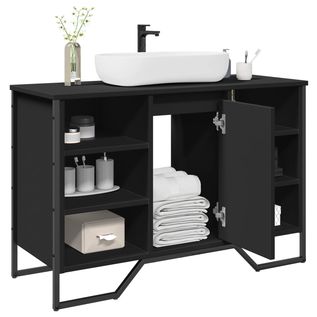 vidaXL Armoire lavabo de salle de bain noir 91x35x60 cm