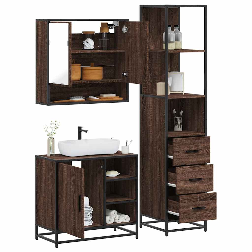 vidaXL Ensemble de meubles de salle de bain 3 pcs Chêne marron