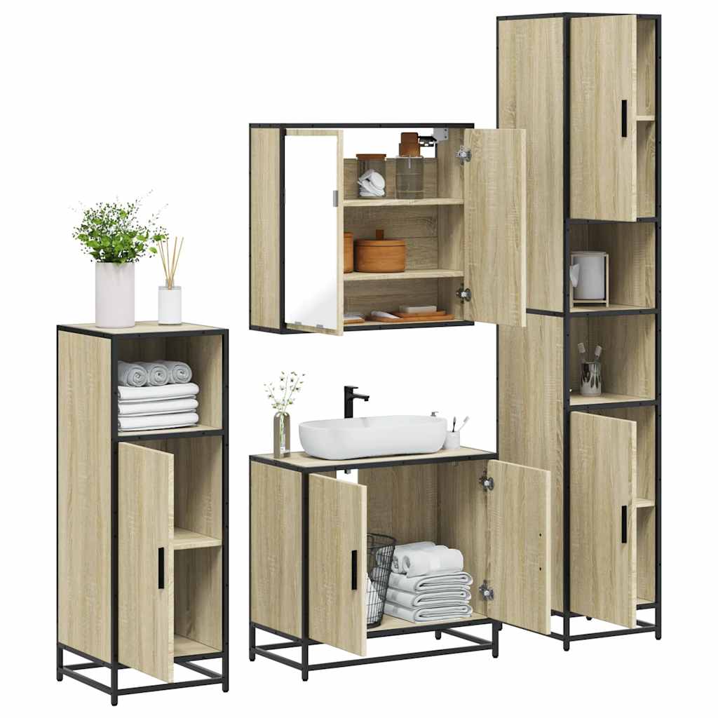 vidaXL Ensemble de meubles de salle de bain 4 pcs chêne sonoma
