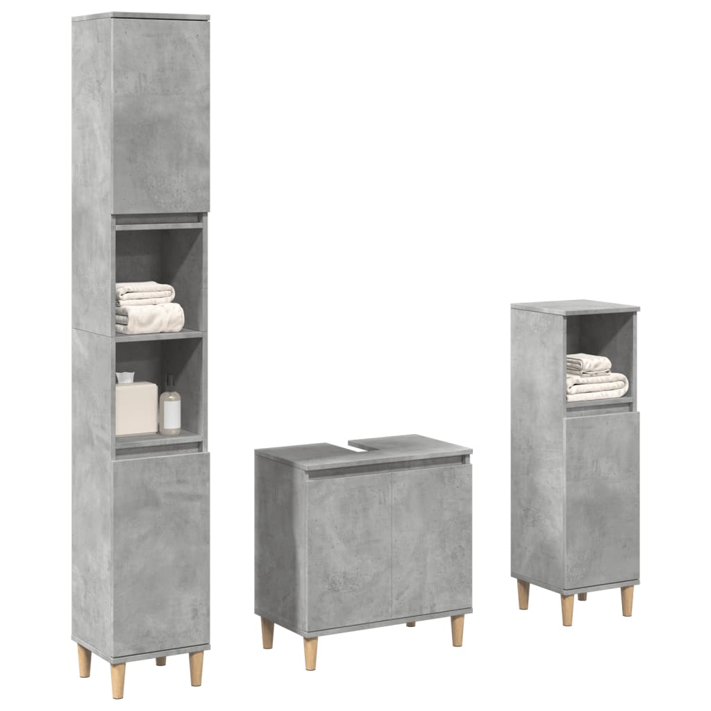 vidaXL Ensemble de meubles de salle de bain 3 pcs gris béton