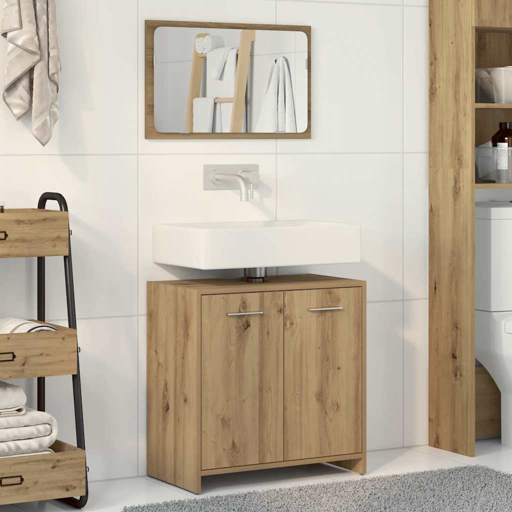 vidaXL Armoire de salle de bain avec miroir chêne artisanal