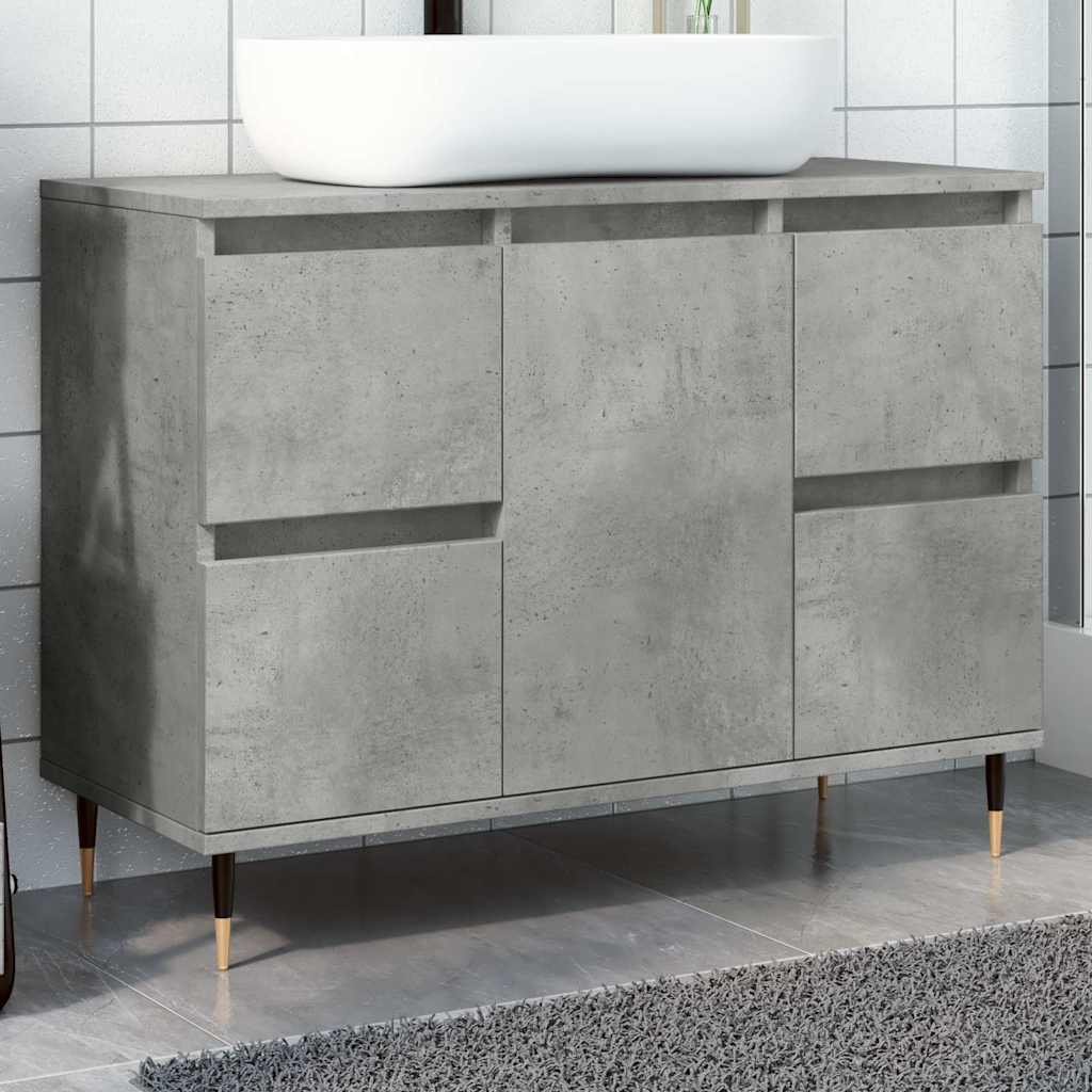 vidaXL Armoire salle de bain gris béton 80x33x60cm bois d'ingénierie