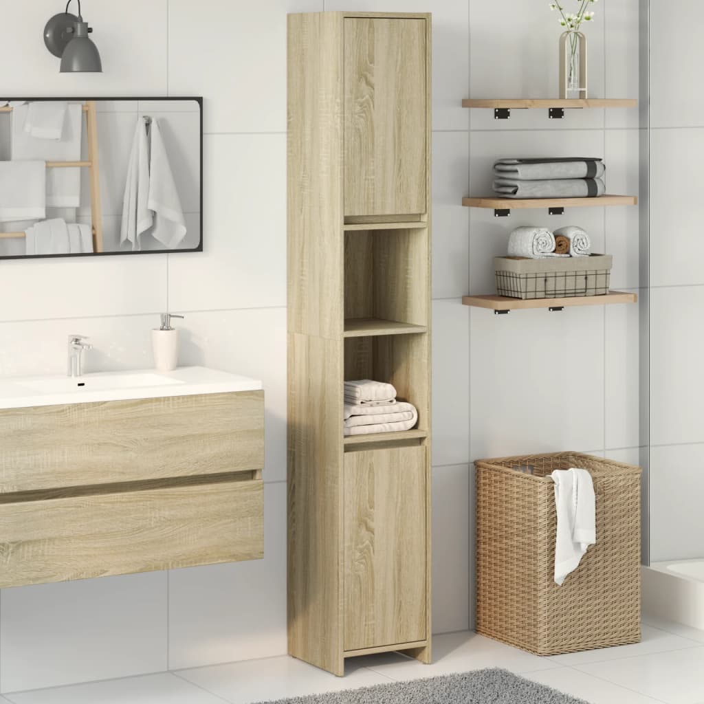 vidaXL Armoire de salle de bain Chêne sonoma 30x30x183,5 cm Aggloméré