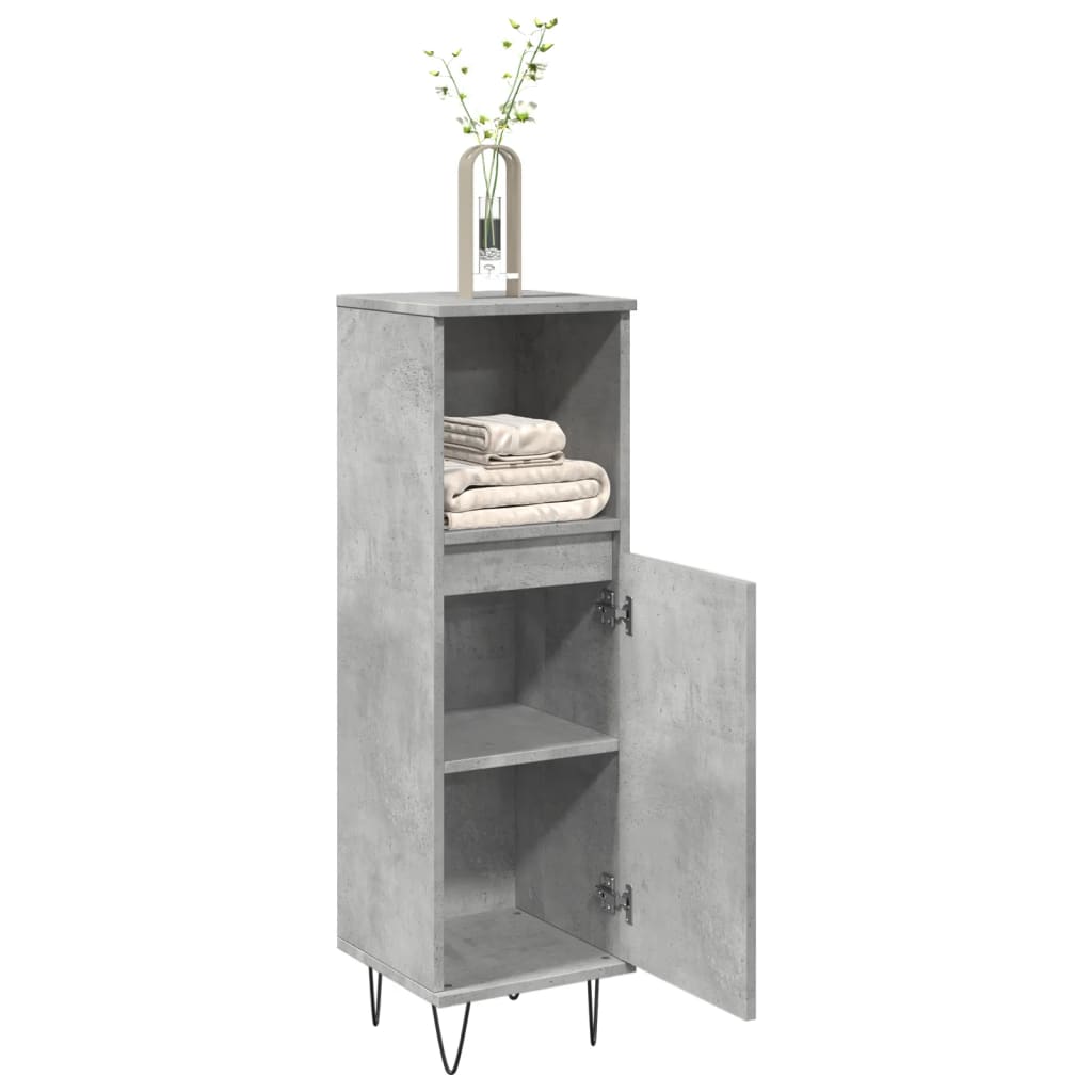 vidaXL Armoire de salle de bain gris béton 30x30x100 cm