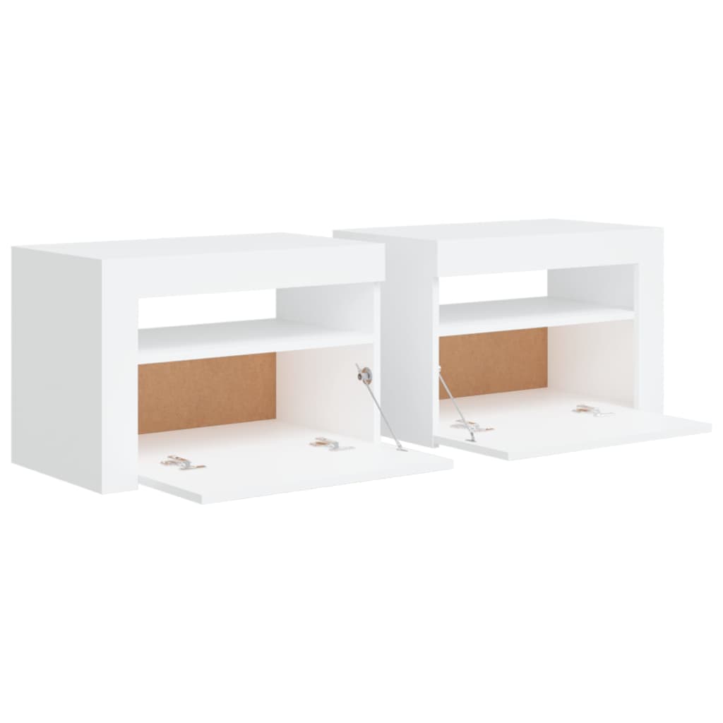 vidaXL Tables de chevet 2 pcs avec LED Blanc 60x35x40 cm - Image 5