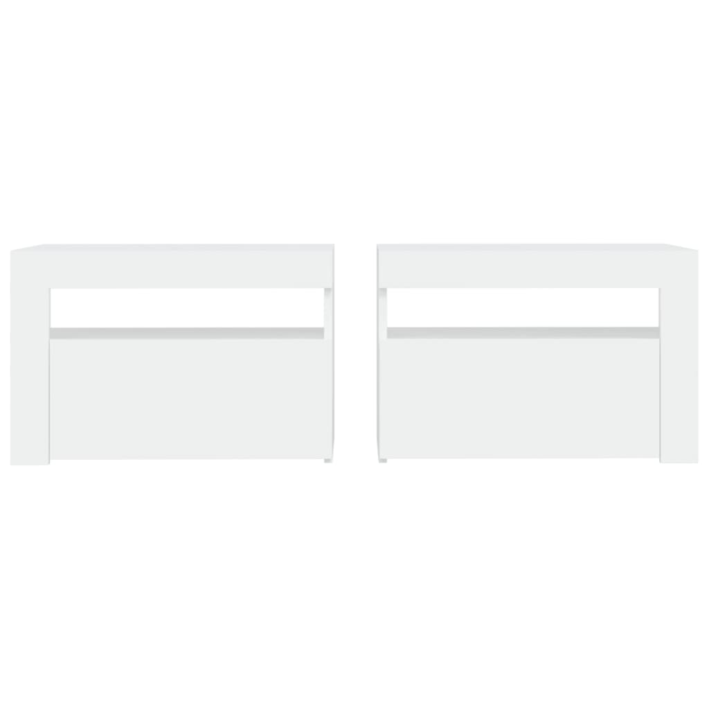 vidaXL Tables de chevet 2 pcs avec LED Blanc 60x35x40 cm - Image 4