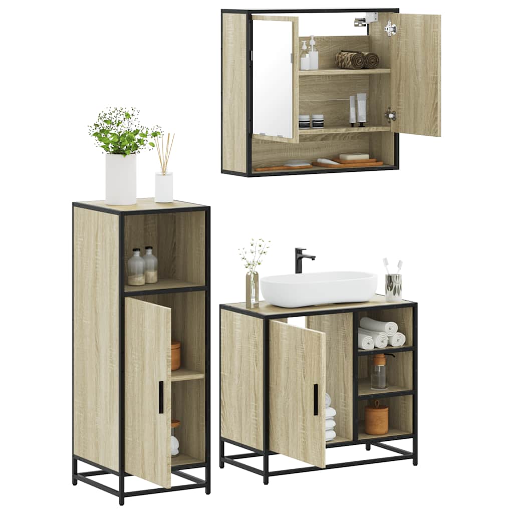 vidaXL Ensemble de meubles de salle de bain 3 pcs chêne sonoma
