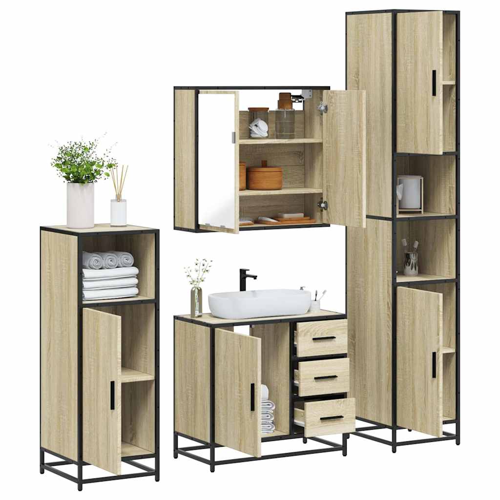 vidaXL Ensemble de meubles de salle de bain 4 pcs chêne sonoma