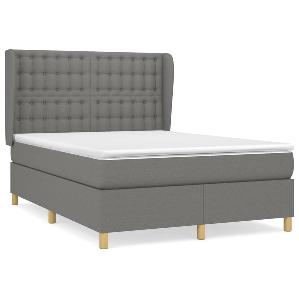 vidaXL Sommier à lattes de lit avec matelas Gris foncé 140x190cm Tissu - Image 2
