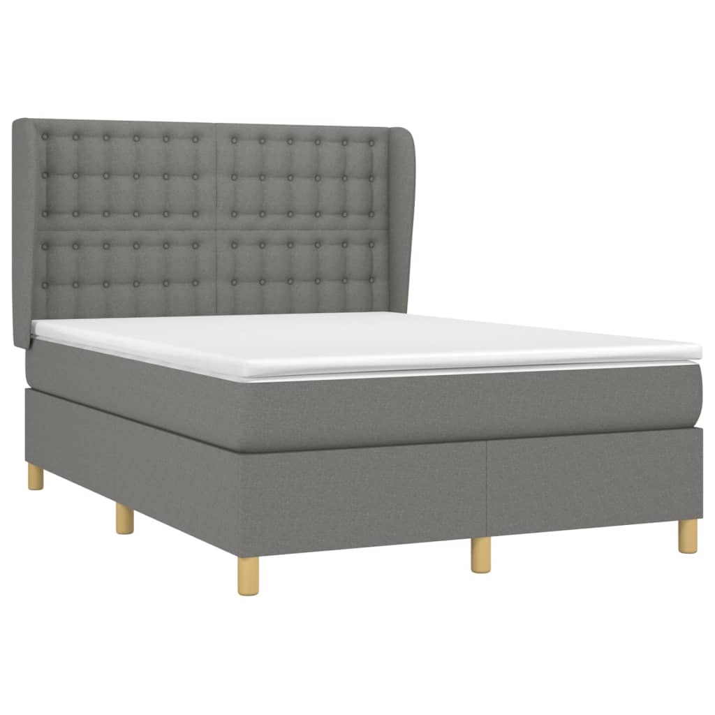 vidaXL Sommier à lattes de lit avec matelas Gris foncé 140x190cm Tissu - Image 3