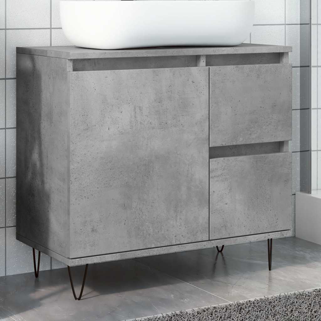 vidaXL Armoire de lavabo de salle de bain gris béton 65x33x60 cm