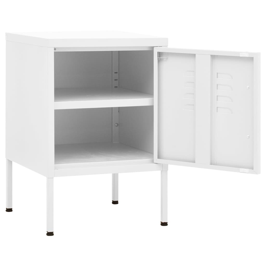 vidaXL Tables de chevet 2 pcs Blanc 35x35x51 cm Acier - Image 6