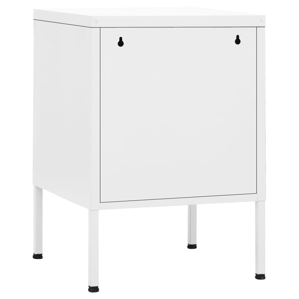 vidaXL Tables de chevet 2 pcs Blanc 35x35x51 cm Acier - Image 5