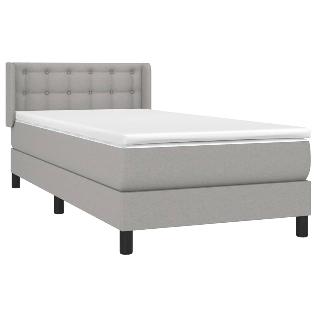 vidaXL Sommier à lattes de lit avec matelas Gris clair 100x200cm Tissu - Image 3