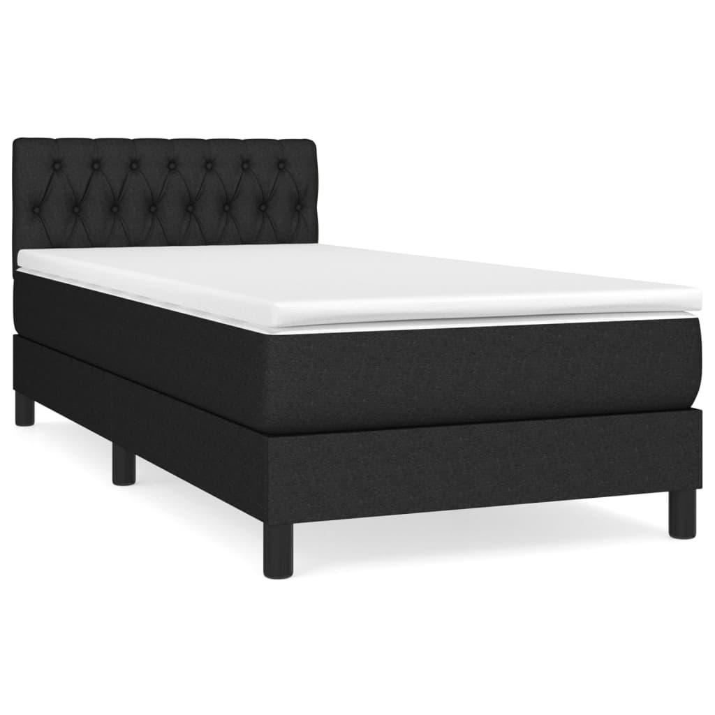 vidaXL Sommier à lattes de lit avec matelas Noir 90x200 cm Tissu - Image 2