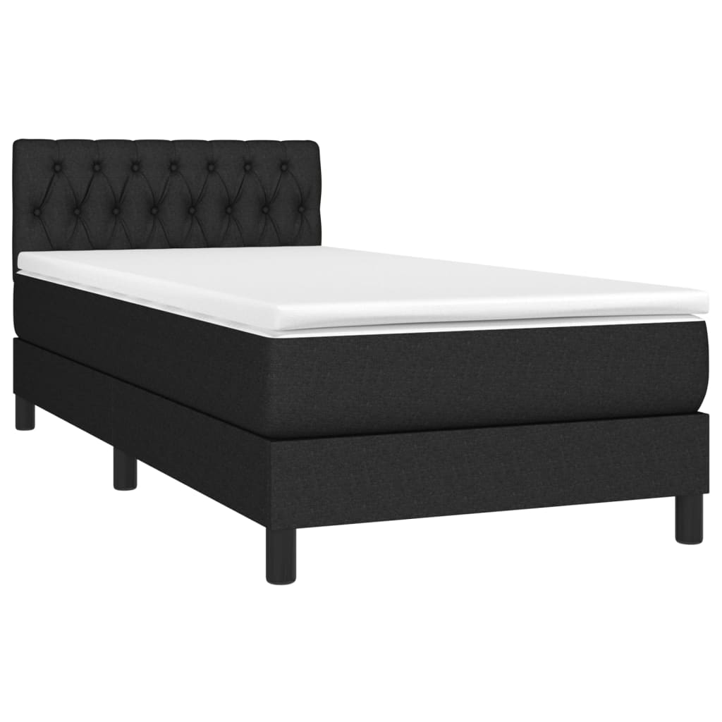 vidaXL Sommier à lattes de lit avec matelas Noir 90x200 cm Tissu - Image 3