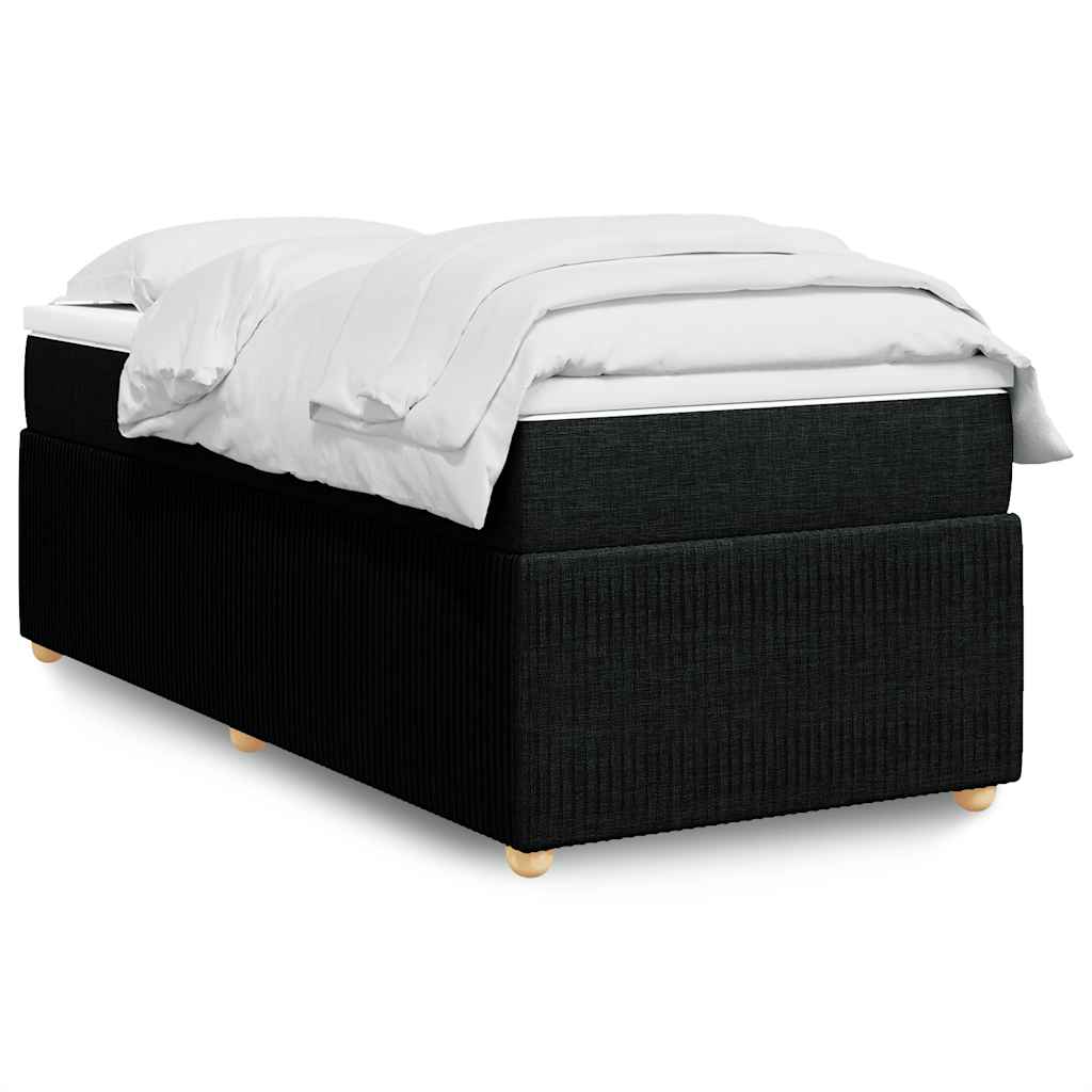 vidaXL Sommier à lattes de lit avec matelas Noir 90x200 cm Tissu