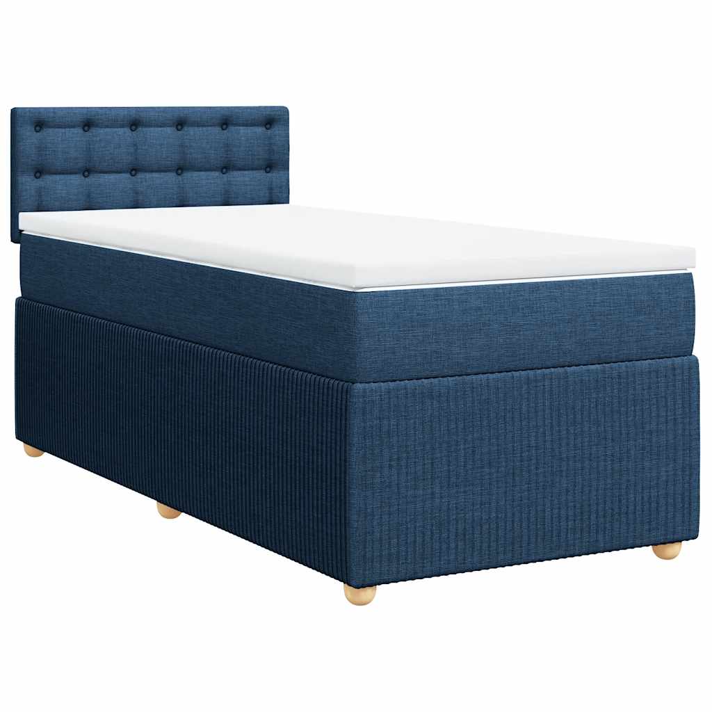 vidaXL Sommier à lattes de lit avec matelas Bleu 90x200 cm Tissu - Image 2
