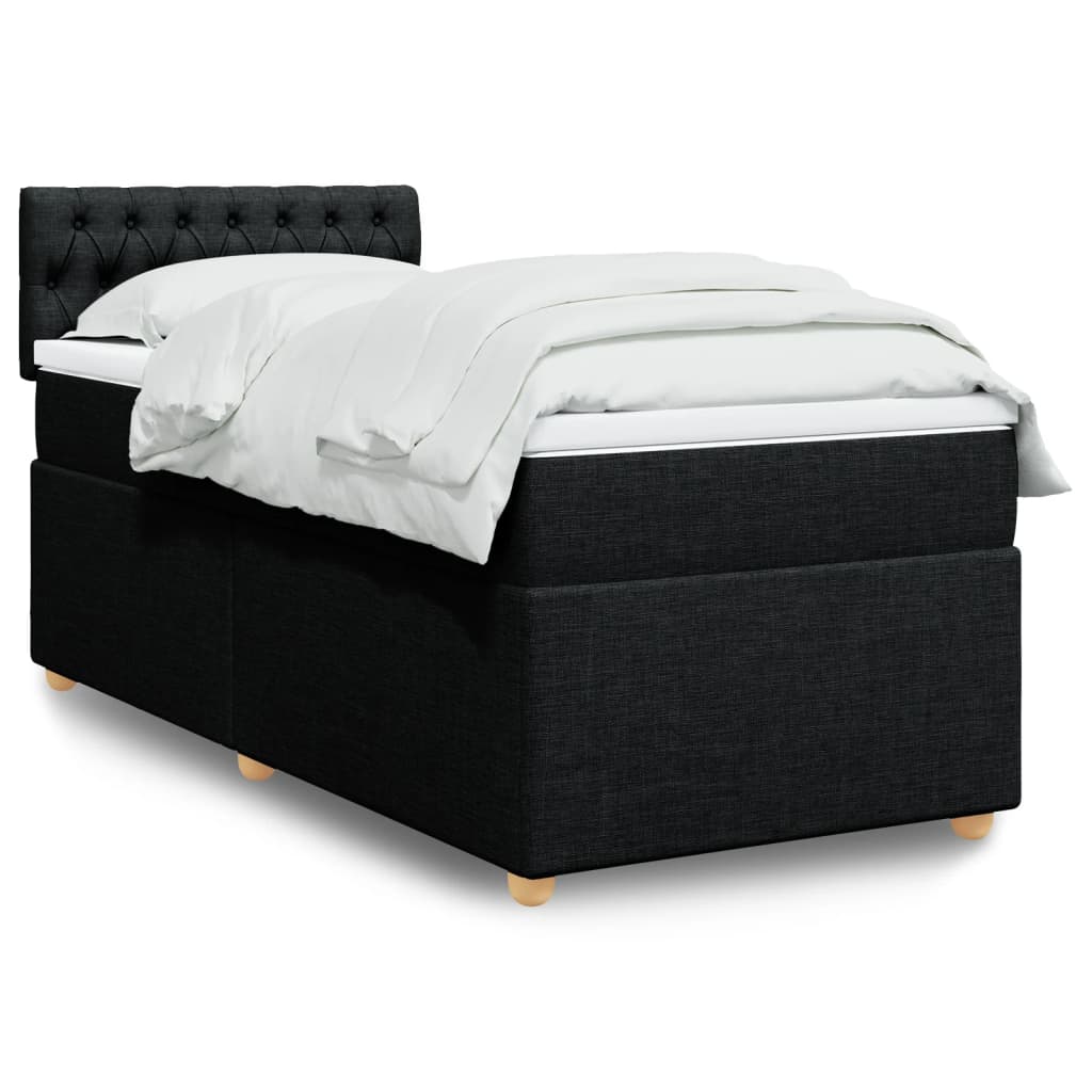 vidaXL Sommier à lattes de lit avec matelas Noir 90x200 cm Tissu