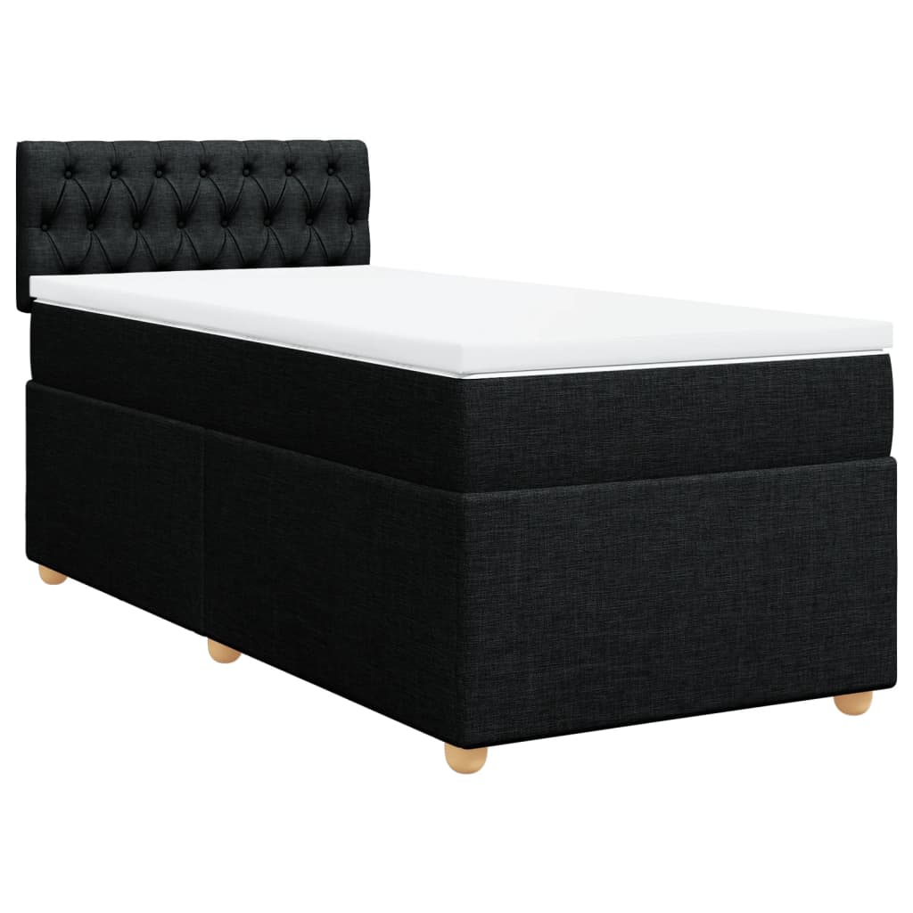 vidaXL Sommier à lattes de lit avec matelas Noir 90x200 cm Tissu - Image 2