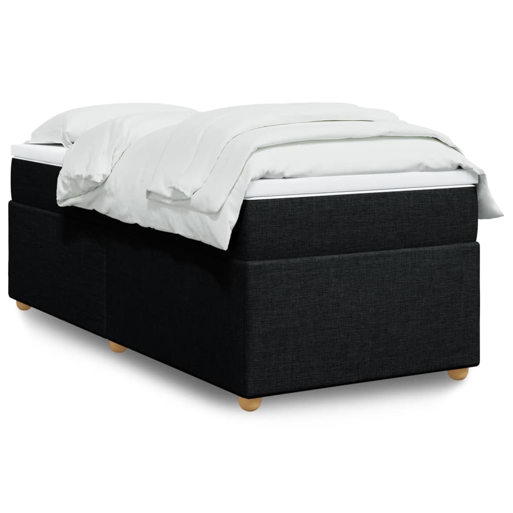 vidaXL Sommier à lattes de lit avec matelas Noir 90x200 cm Tissu