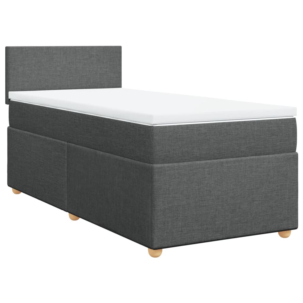 vidaXL Sommier à lattes de lit avec matelas Gris foncé 90x200 cm Tissu - Image 2