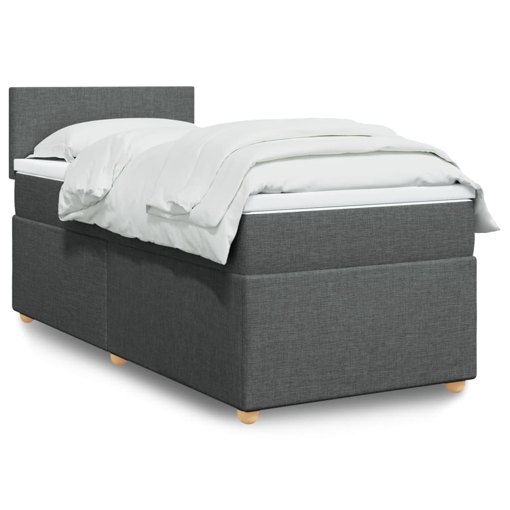 vidaXL Sommier à lattes de lit avec matelas Gris foncé 90x200 cm Tissu