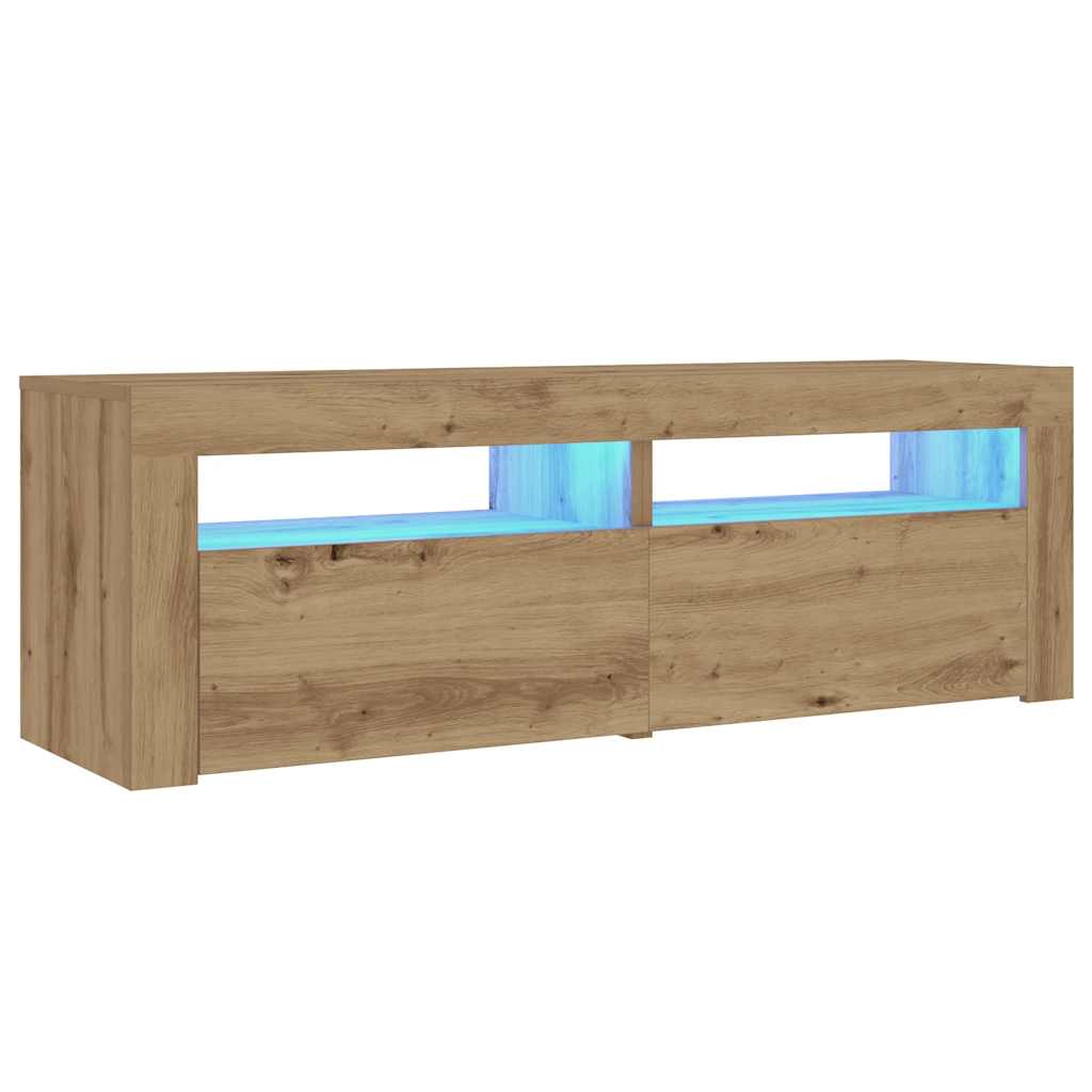 vidaXL Tables de chevet 2 pcs avec LED chêne artisanal 60x35x40 cm - Image 3