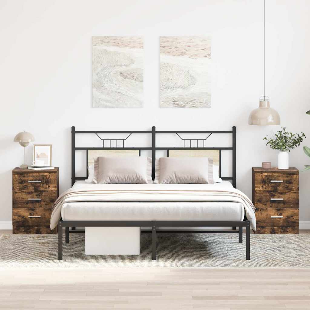 vidaXL Tables de chevet 2 pcs Chêne fumé 38x35x56 cm Bois d'ingénierie