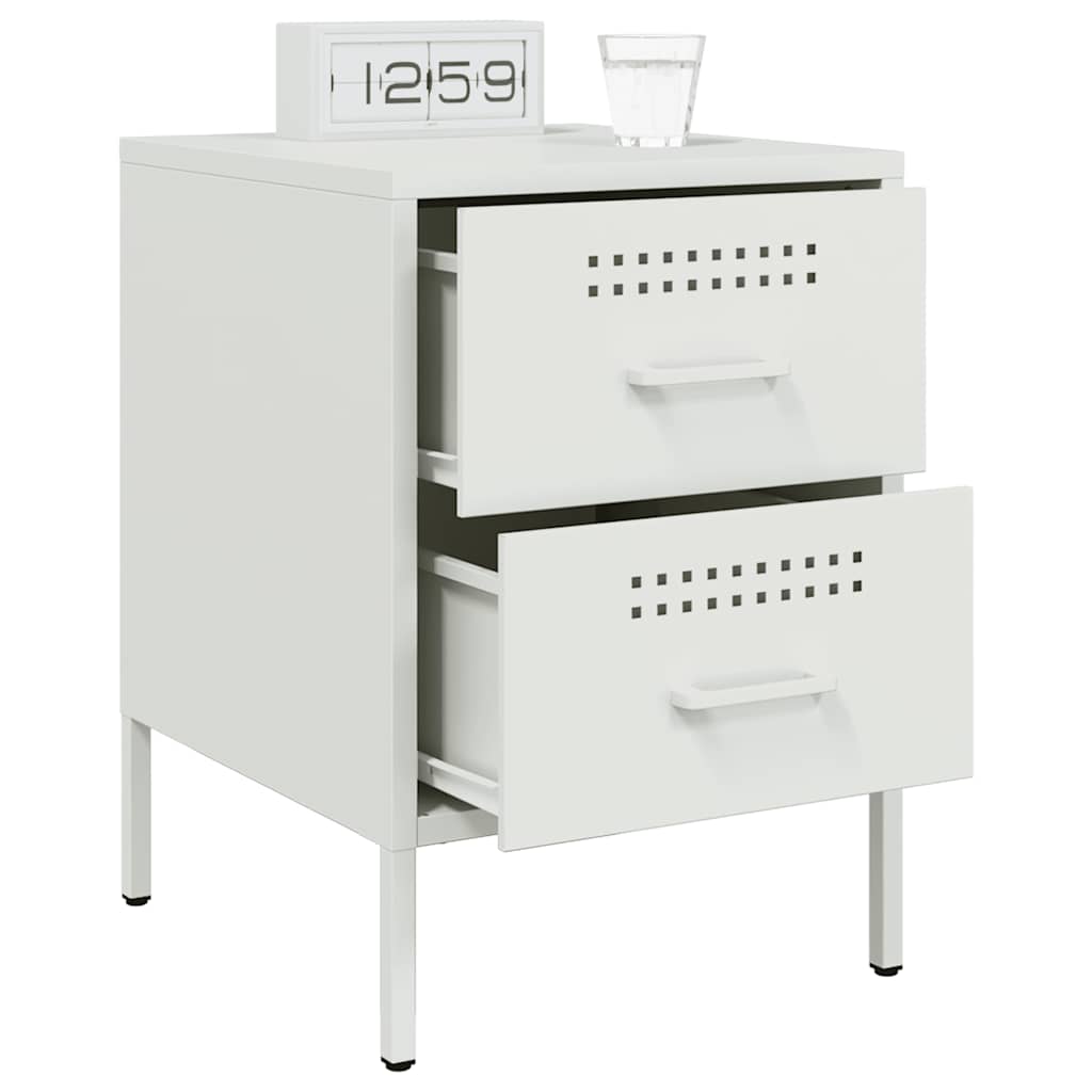vidaXL Tables de chevet 2 pcs blanc 36x39x50,5 cm acier - Image 4