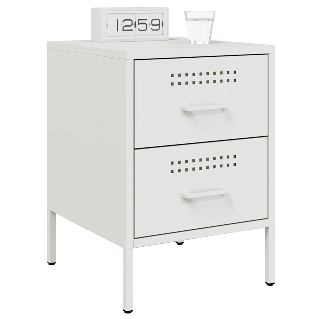 vidaXL Tables de chevet 2 pcs blanc 36x39x50,5 cm acier - Image 3