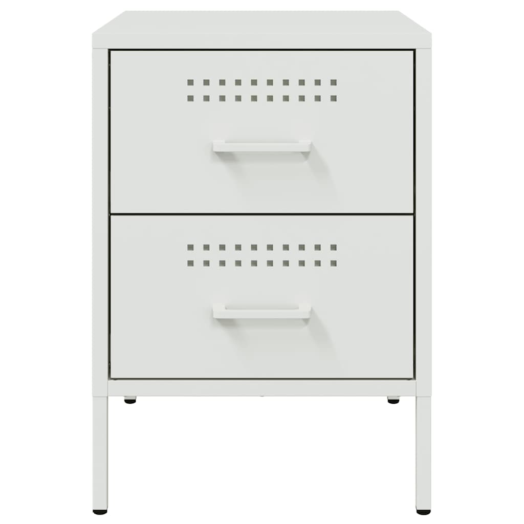 vidaXL Tables de chevet 2 pcs blanc 36x39x50,5 cm acier - Image 6