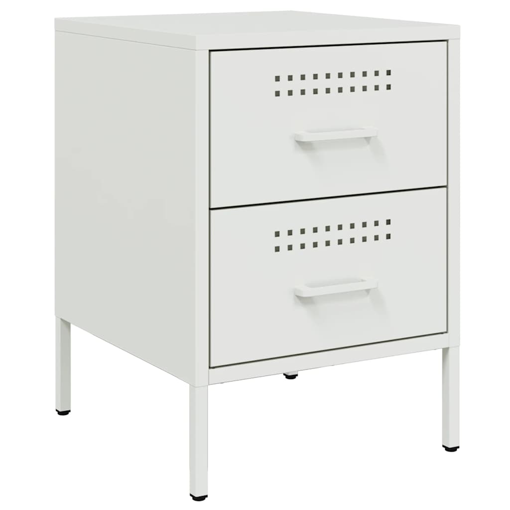 vidaXL Tables de chevet 2 pcs blanc 36x39x50,5 cm acier - Image 5