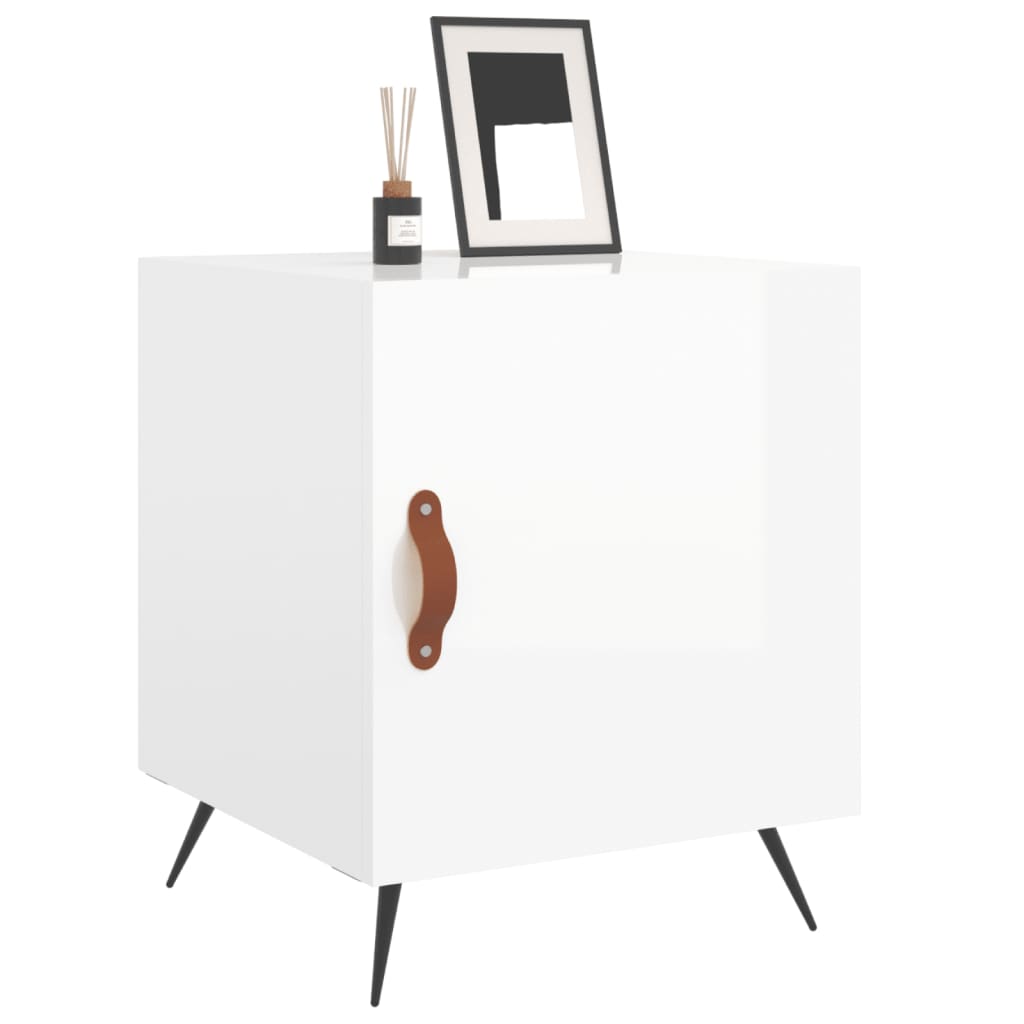 vidaXL Tables de chevet 2 pcs blanc brillant 40x40x50 cm - Image 4