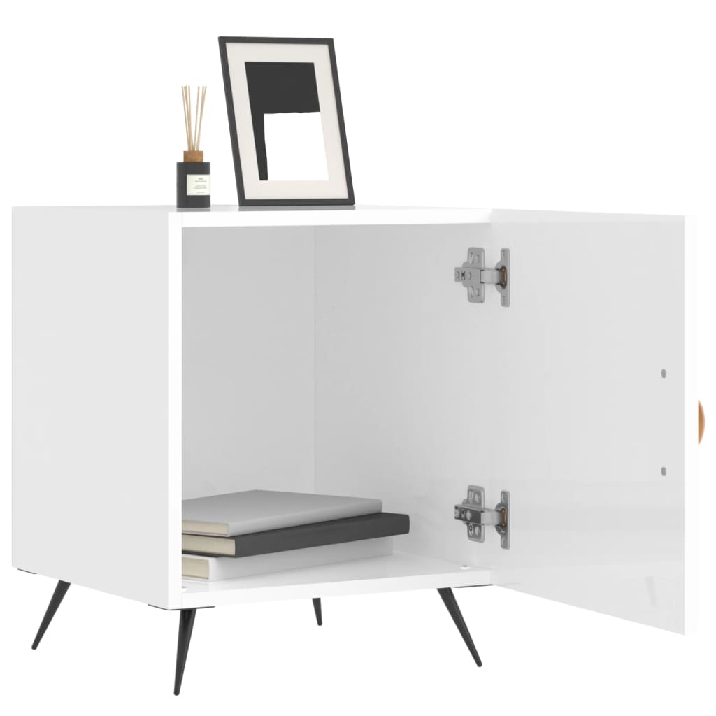 vidaXL Tables de chevet 2 pcs blanc brillant 40x40x50 cm - Image 3