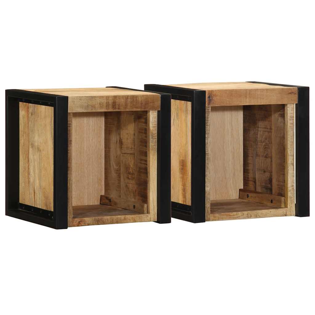 vidaXL Tables de chevet 2 pcs 40x35x40 cm bois de manguier massif brut