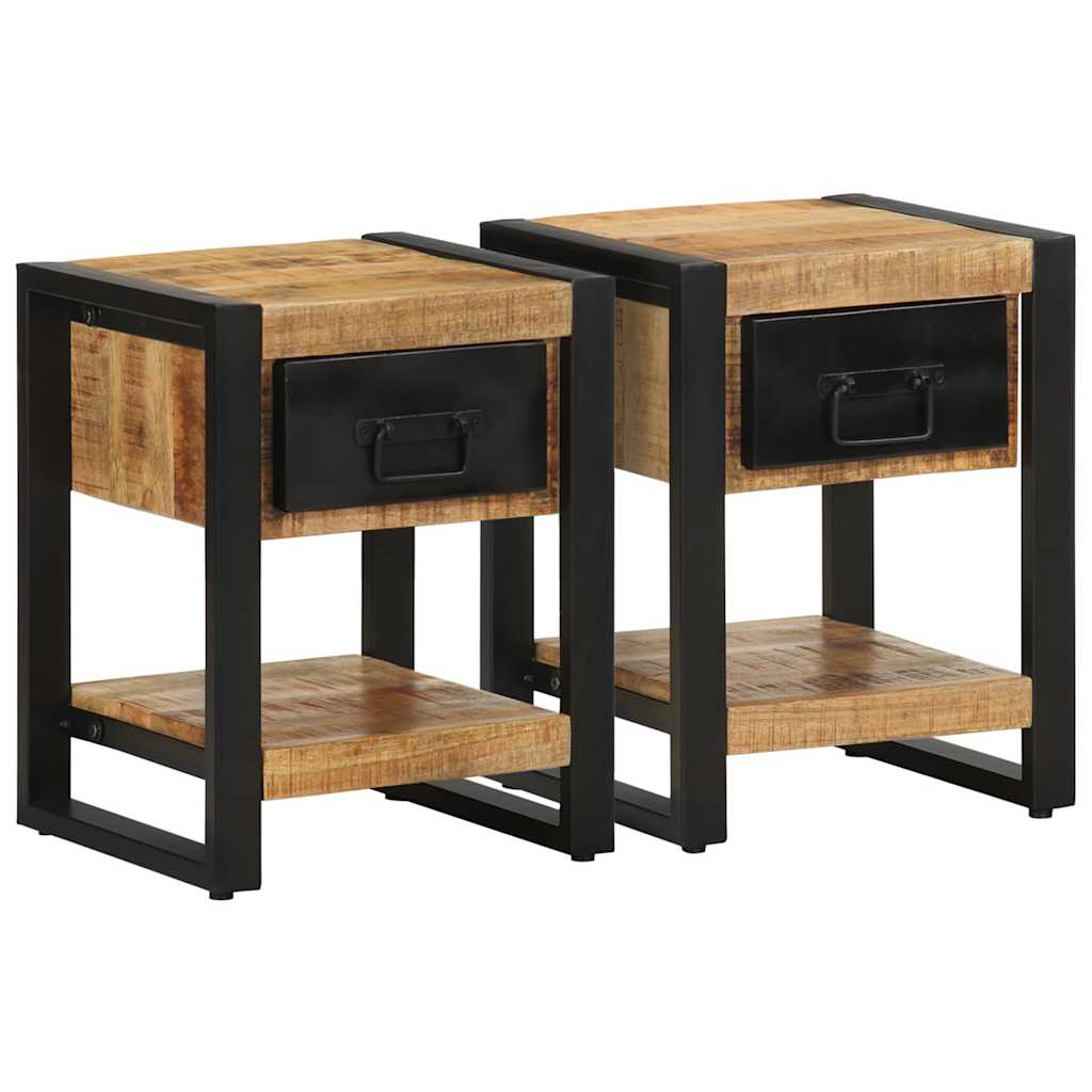 vidaXL Tables de chevet 2 pcs bois de manguier massif brut