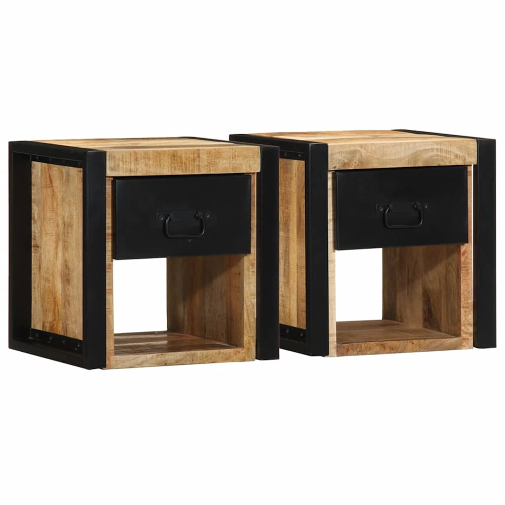 vidaXL Tables de chevet 2 pcs 40x35x40 cm bois de manguier massif brut