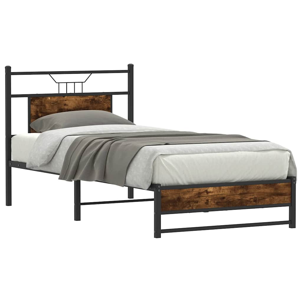 vidaXL Cadre de lit sans matelas chêne fumé 80x200cm bois d'ingénierie - Image 3