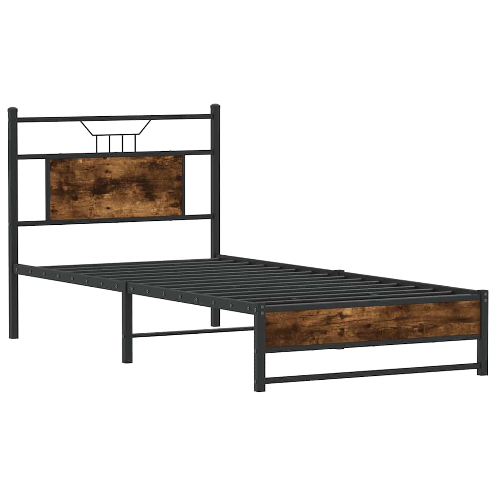 vidaXL Cadre de lit sans matelas chêne fumé 80x200cm bois d'ingénierie - Image 5